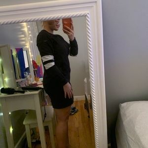 Black cotton mini dress